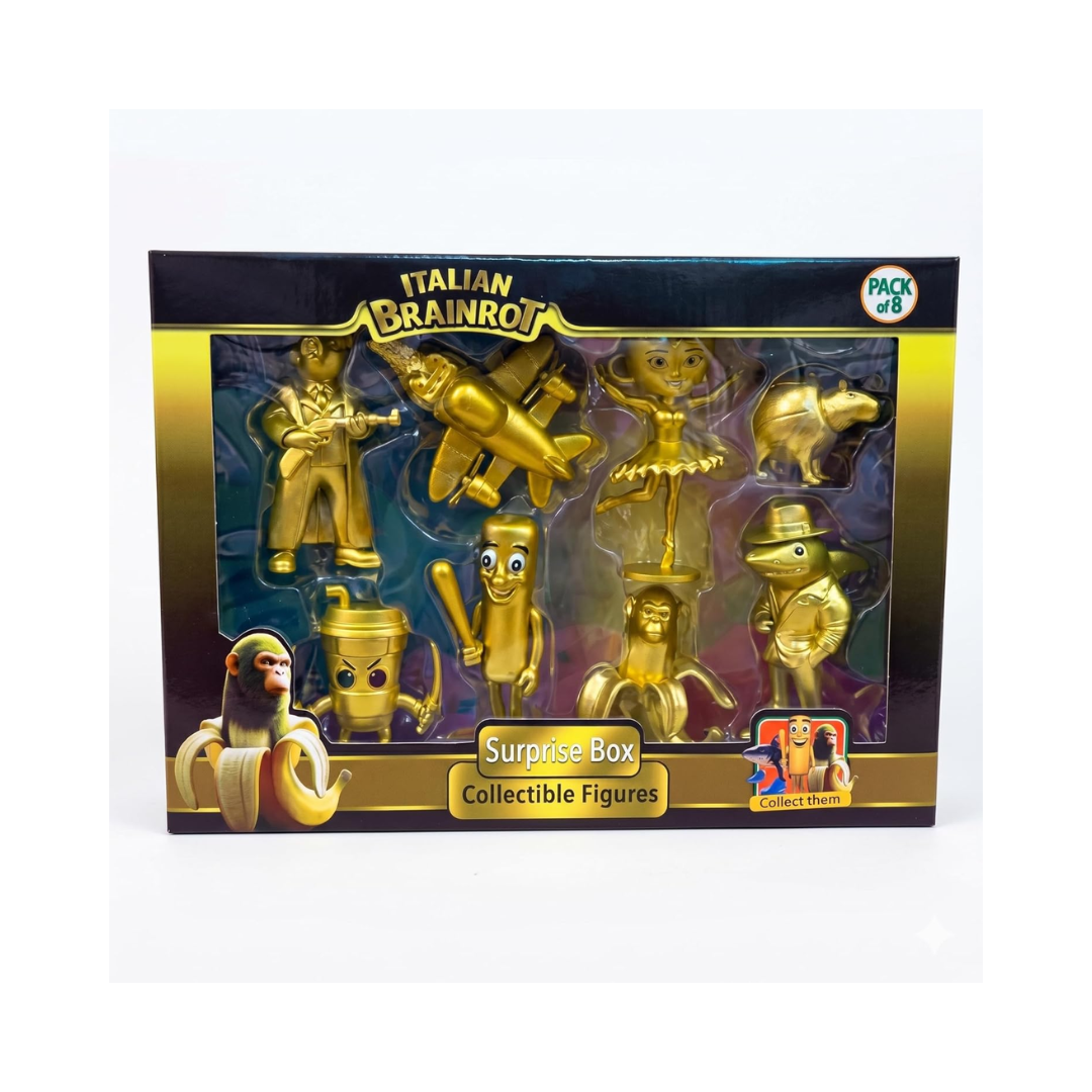 Golden Italian Brainrot 8-Pack Surprise Figures – 5 Inch Collectibles