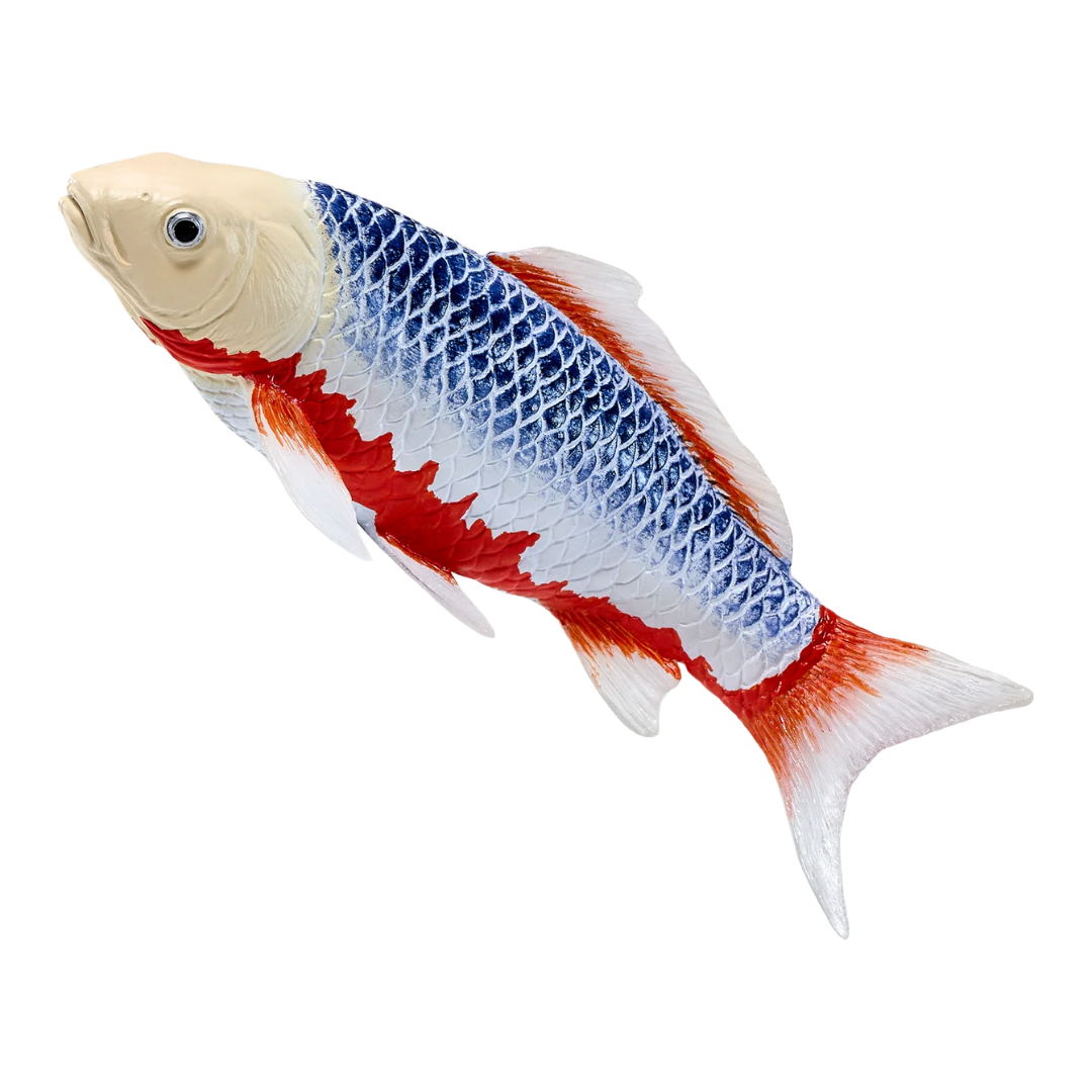 Mojo Koi Carp Asagi Koi Fish Figurine, Blue and Red Realistic Animal Toy Model for Collectors and Kids