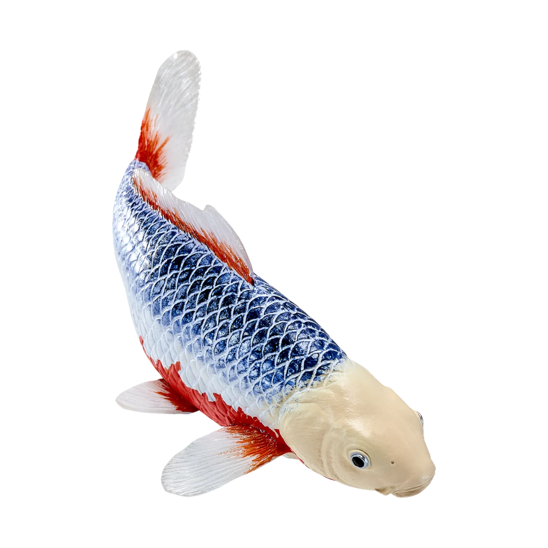 Mojo Koi Carp Asagi Koi Fish Figurine, Blue and Red Realistic Animal Toy Model for Collectors and Kids