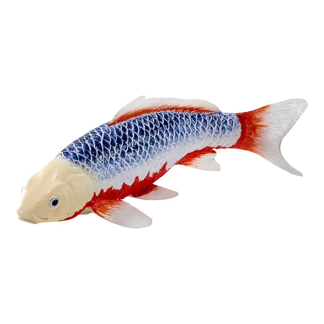 Mojo Koi Carp Asagi Koi Fish Figurine, Blue and Red Realistic Animal Toy Model for Collectors and Kids