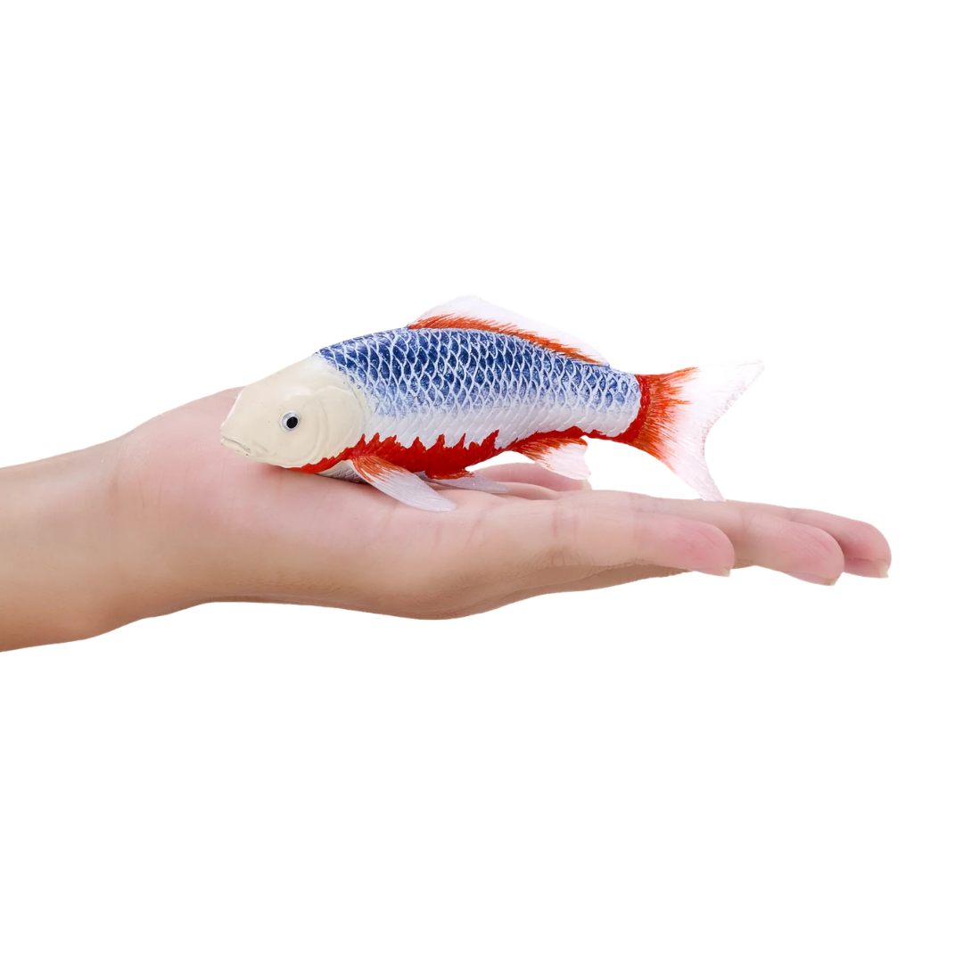 Mojo Koi Carp Asagi Koi Fish Figurine, Blue and Red Realistic Animal Toy Model for Collectors and Kids