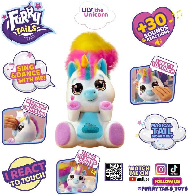 Eolo Furry Tails Electronic Plush Unicorn