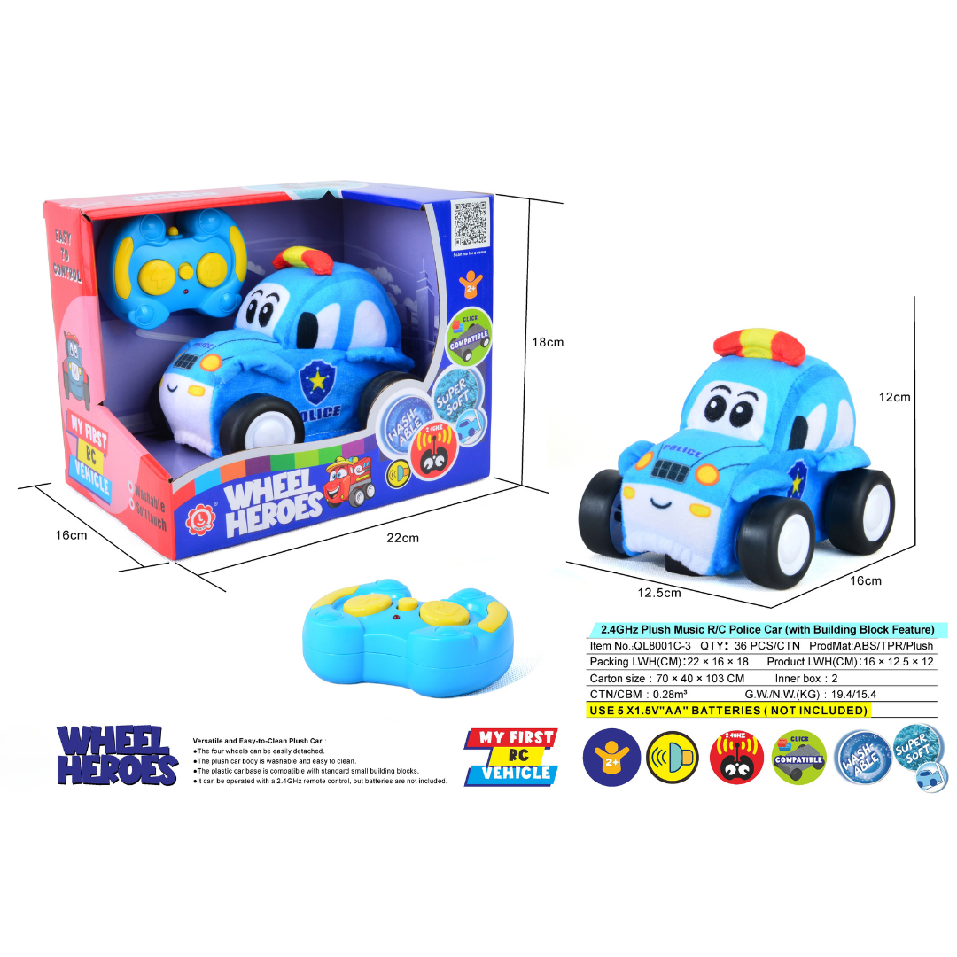 Police Plush Car for Kids 2.4G R/C
