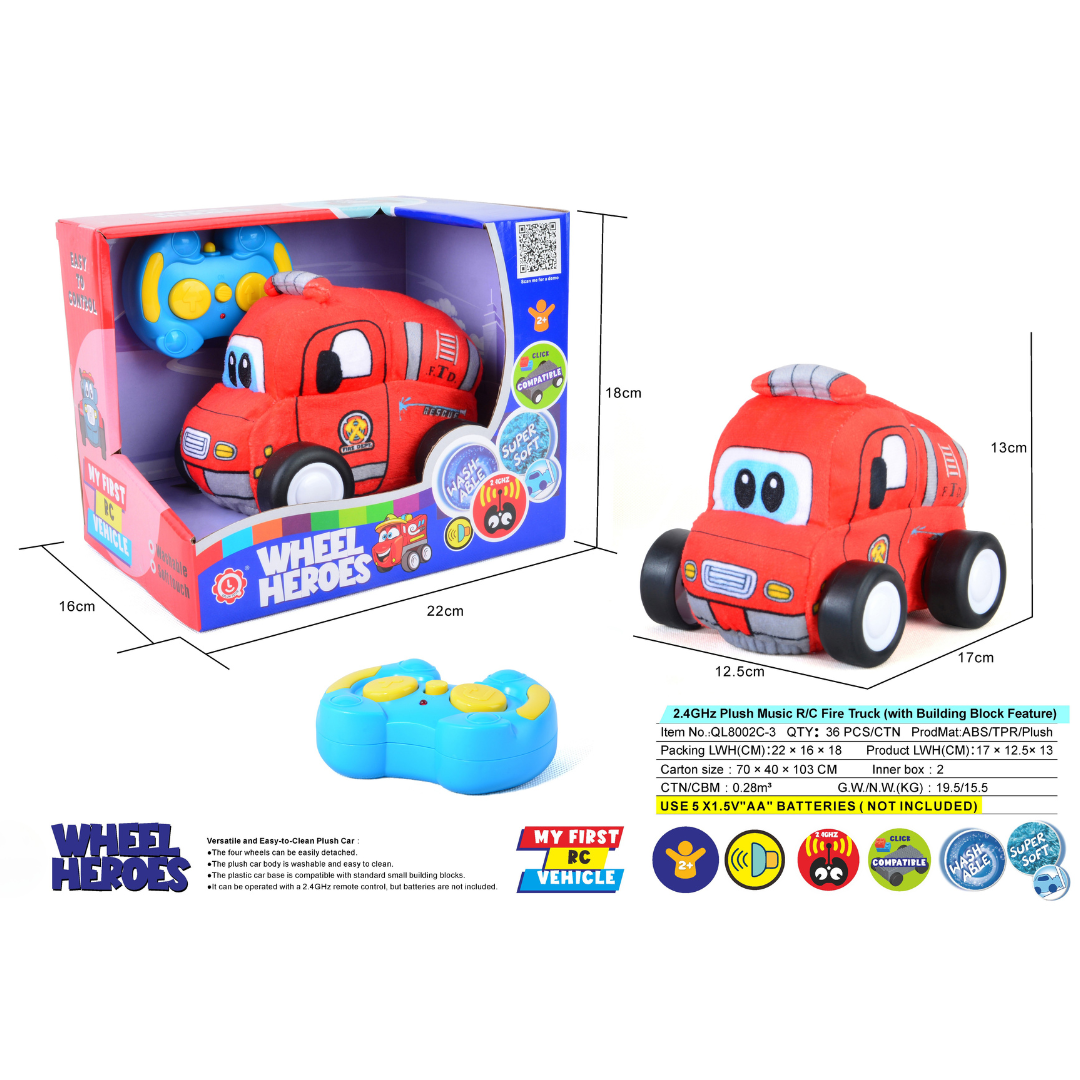 Fire Car Plush Car for Kids 2.4G R/C