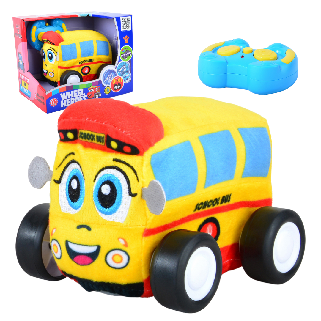 School Bus Plush Car for Kids 2.4G R/C