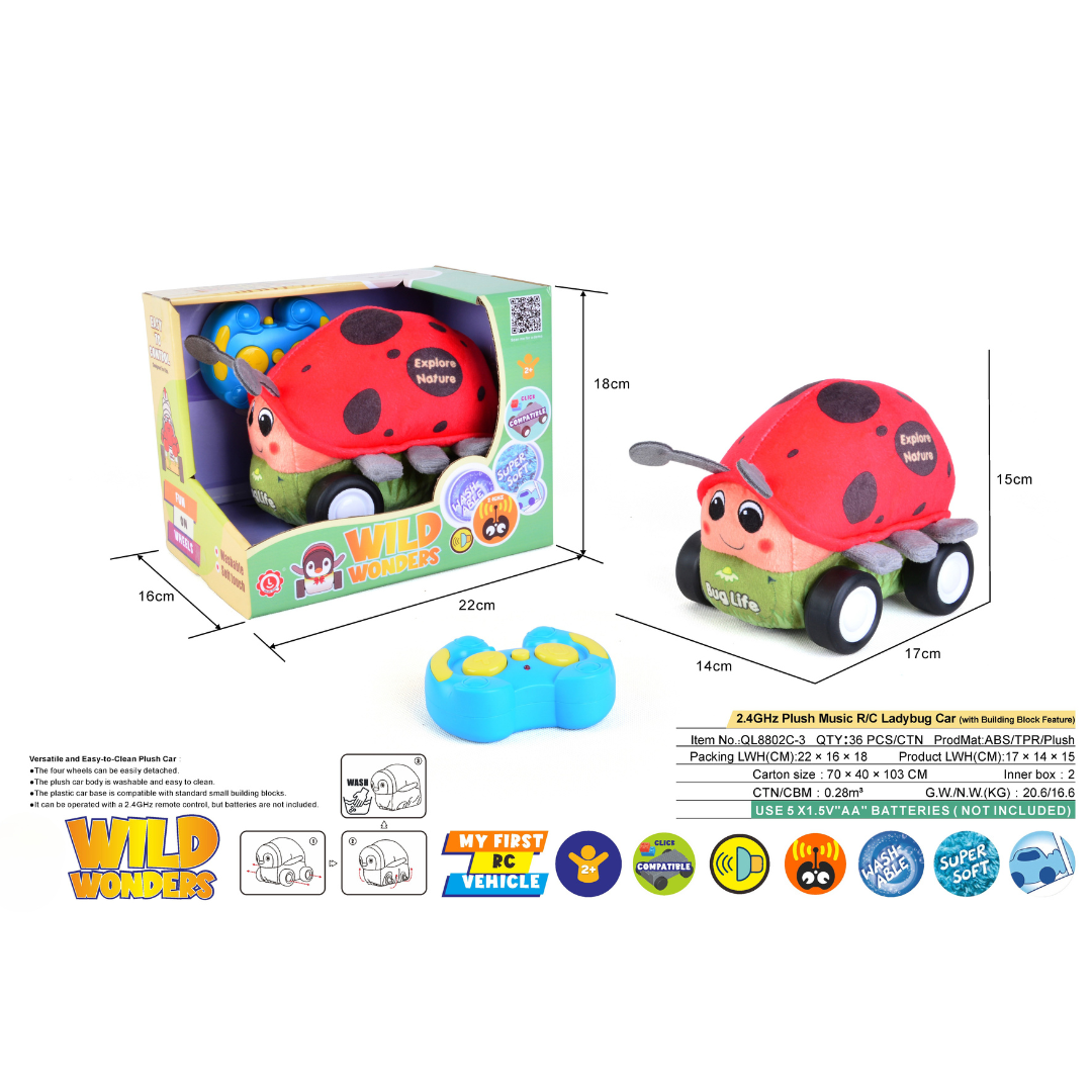 Ladybug Plush Car for Kids 2.4G R/C