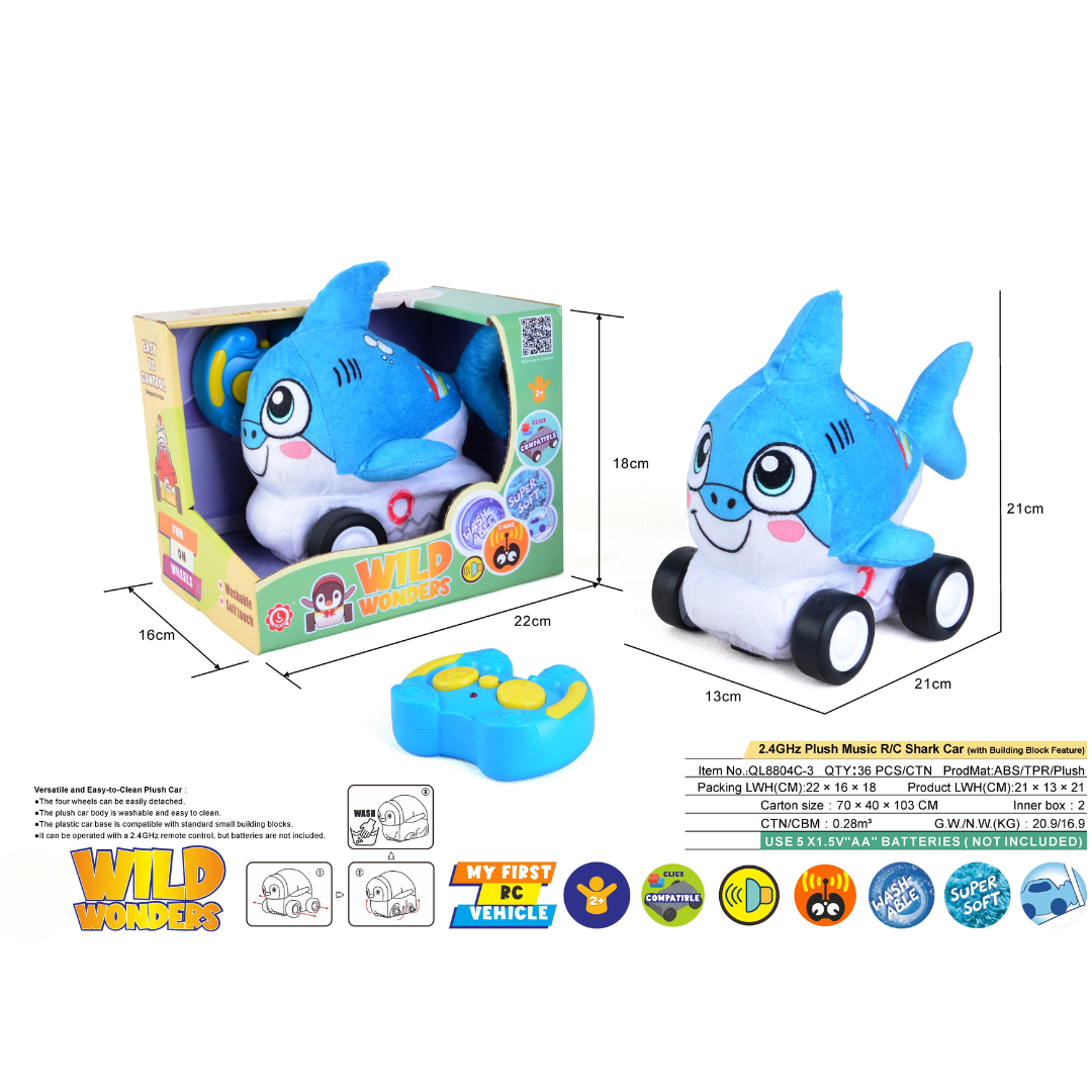 Shark Plush Car for Kids 2.4G R/C