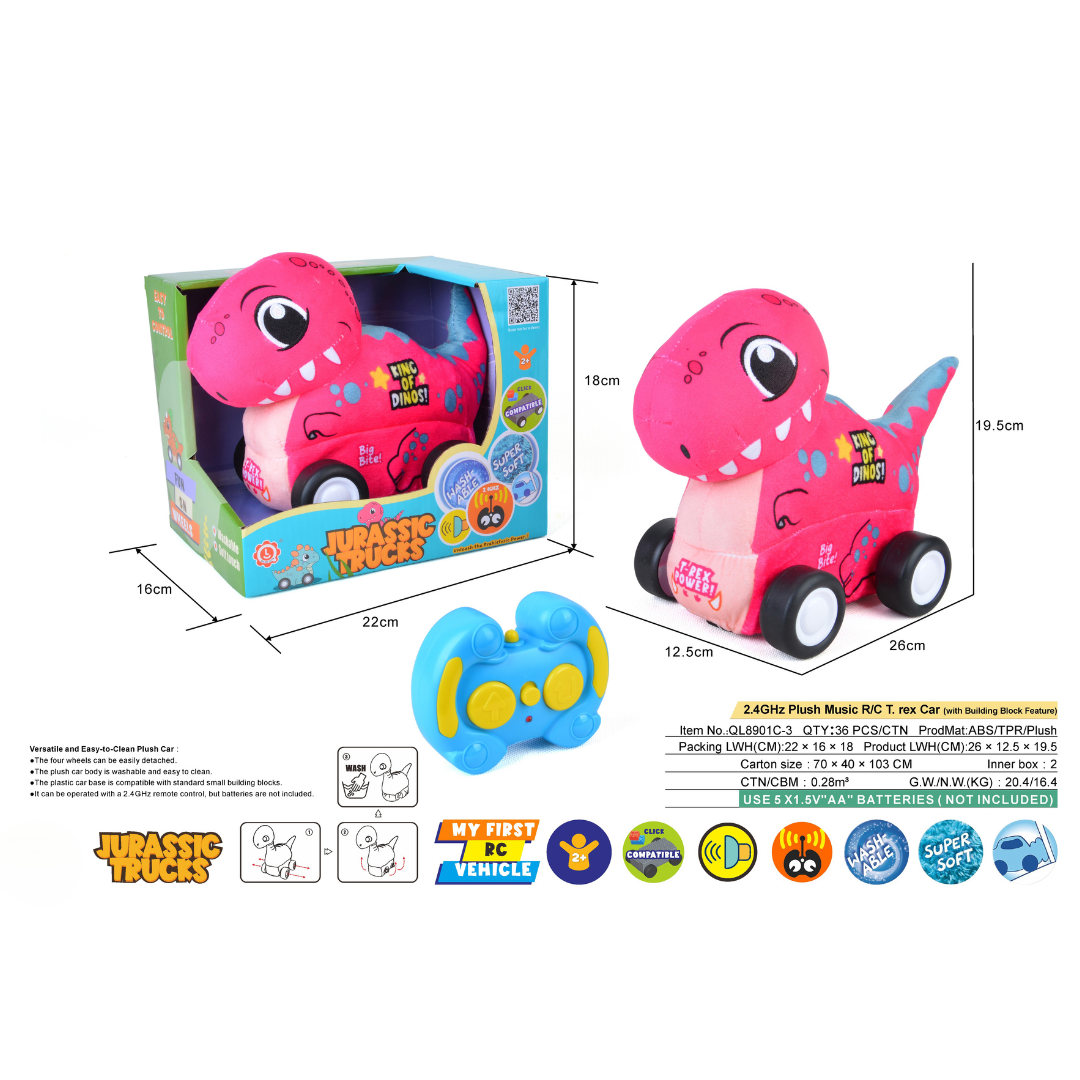 T-Rex Plush Car for Kids 2.4G R/C