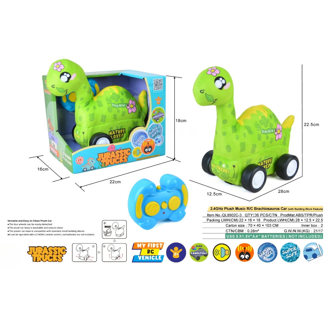 Diplodocus Plush Car for Kids 2.4G R/C