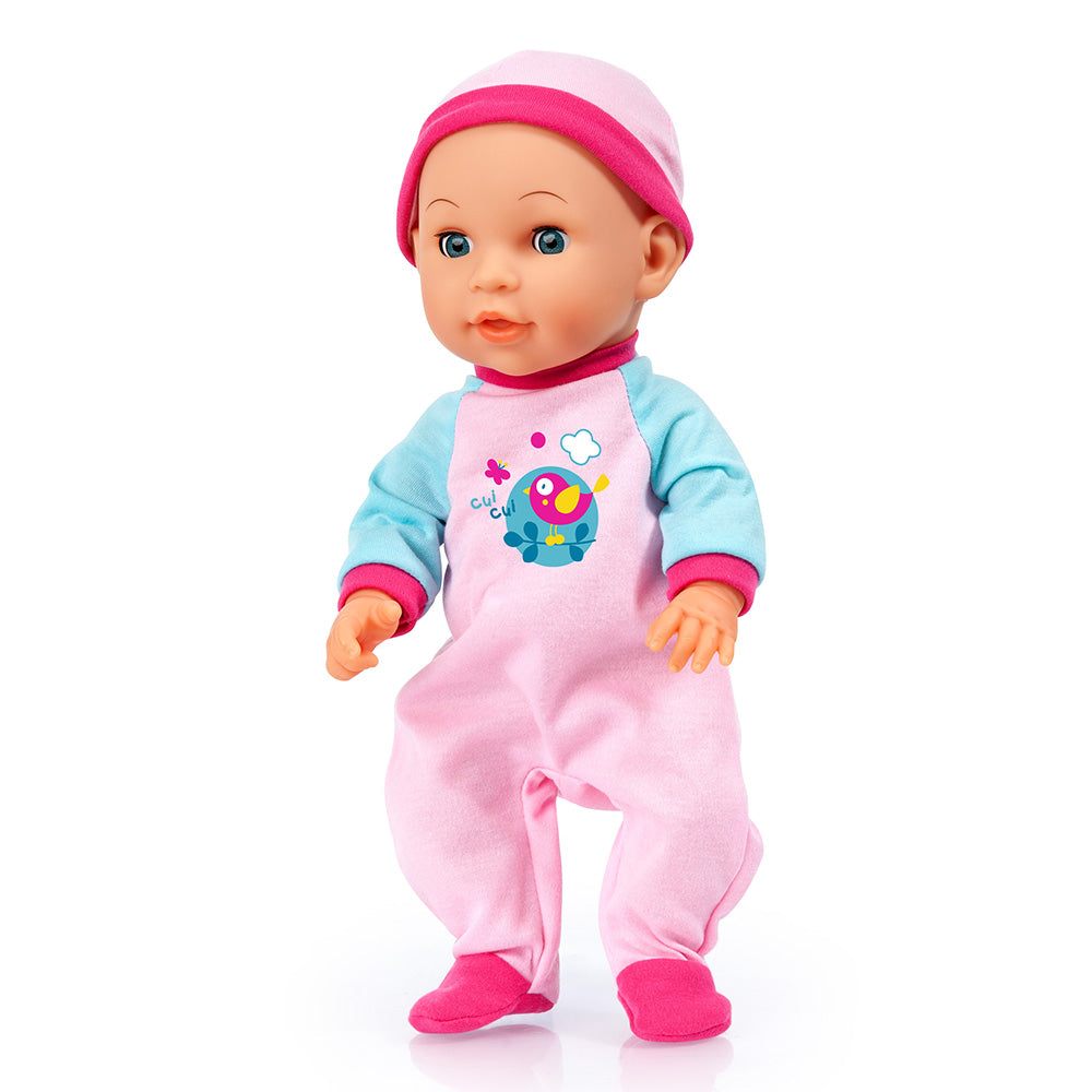 Bayer Bouncy Baby Doll - 36cm Soft Body Interactive Toy for Toddlers and Kids - Includes Outfit and Accessories - Realistic Newborn Play Doll for Role Play and Nurturing