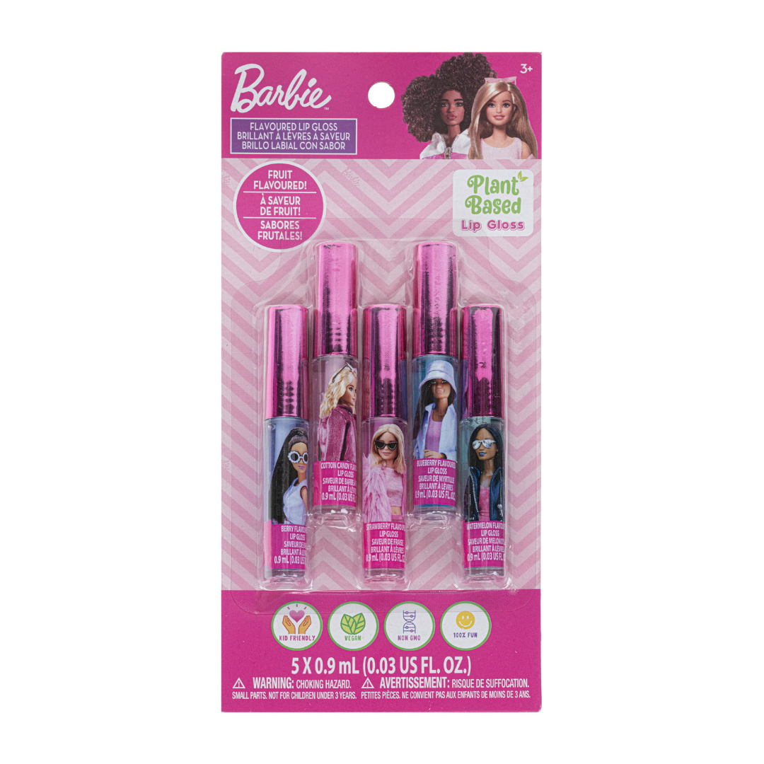 Barbie 5 Pk Plant-Based Lip Gloss Wands Set