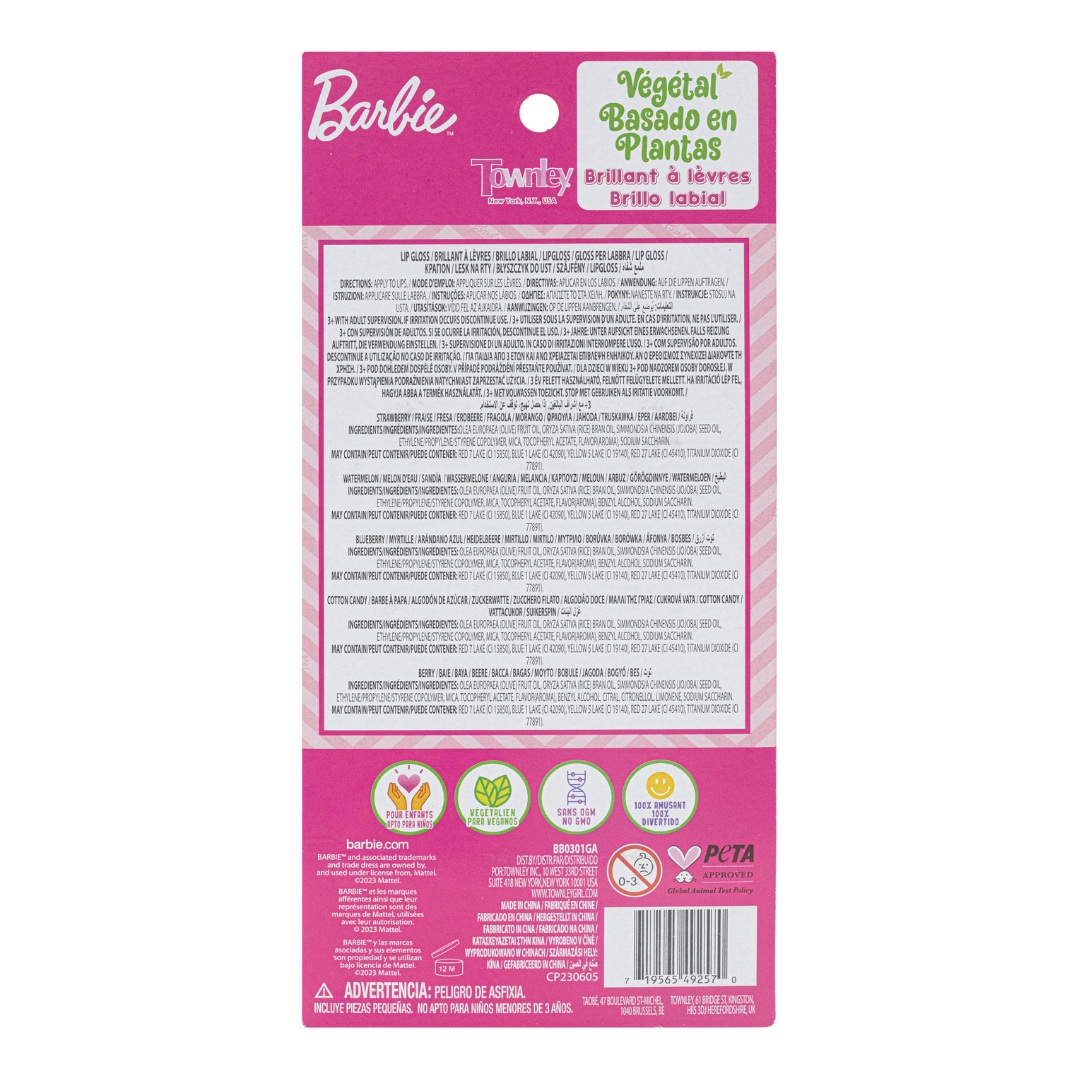 Barbie 5 Pk Plant-Based Lip Gloss Wands Set