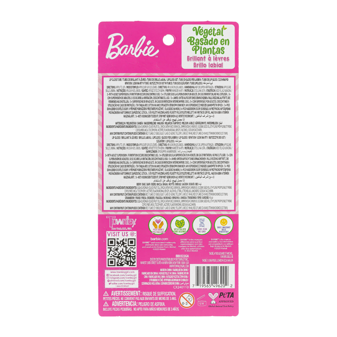 Barbie 3 Pk Floating Floral Scented Lip Gloss Set Plant Based