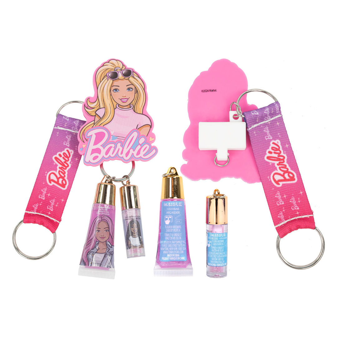 Barbie Plant-Based Lip Gloss Set with Keychain