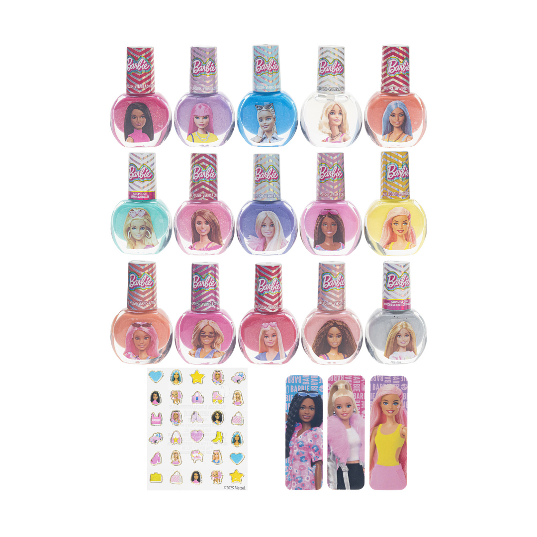 Barbie 18 Pk Nail Polish Set with Files & Nail Stickers