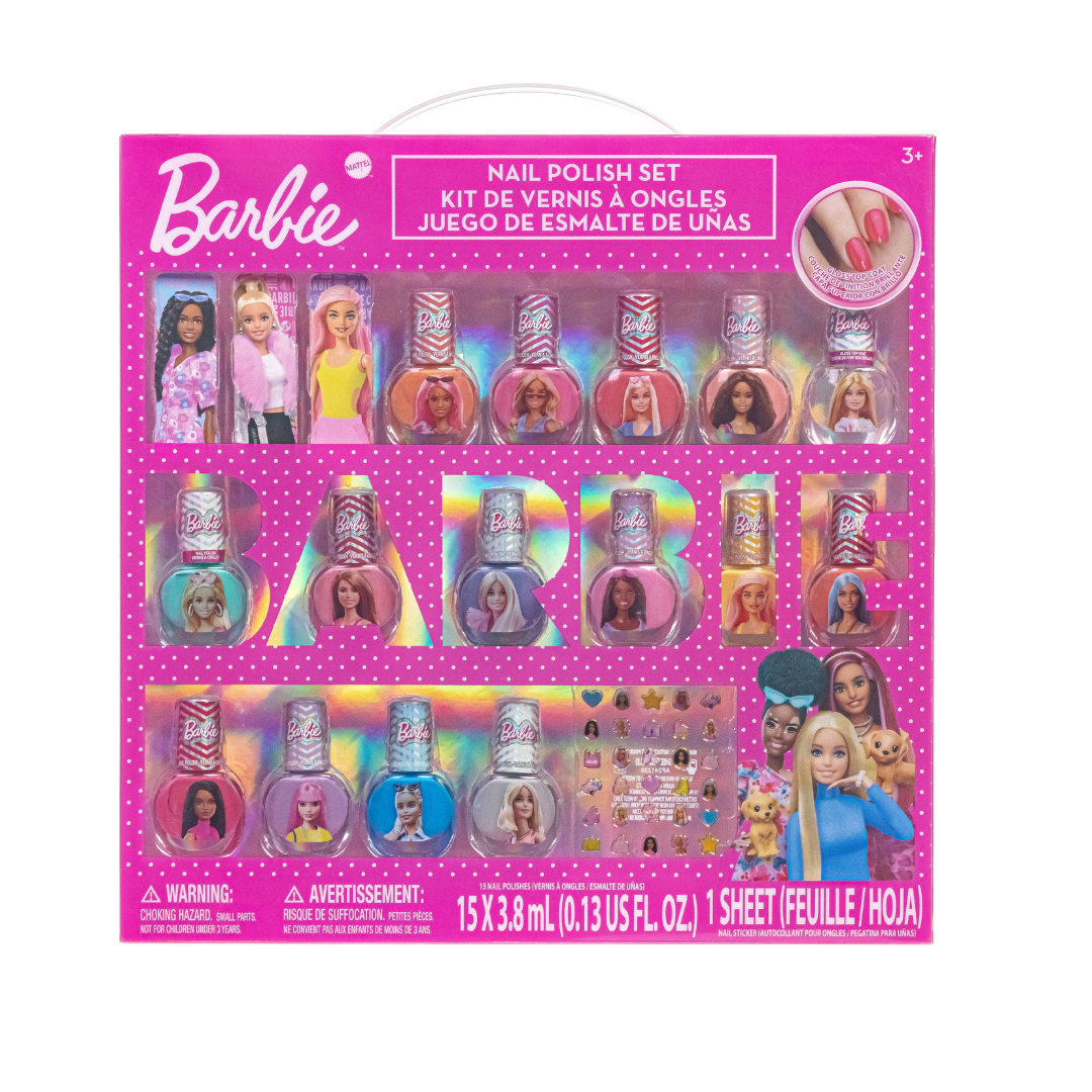 Barbie 18 Pk Nail Polish Set with Files & Nail Stickers