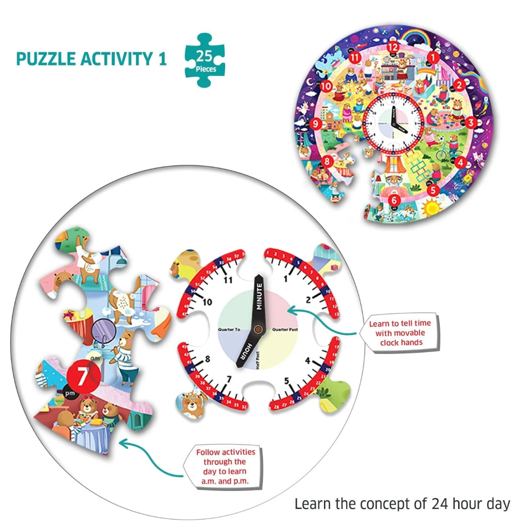 C&C Busy Bear's Day-Tell the Time Puzzle