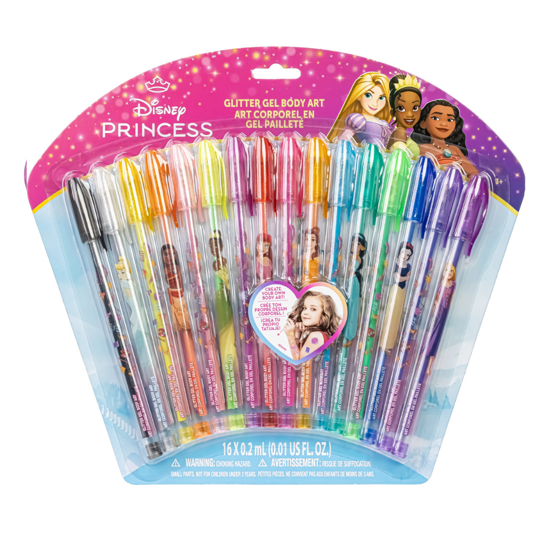 Princess 16 Pk Glitter Body Art Pen Set