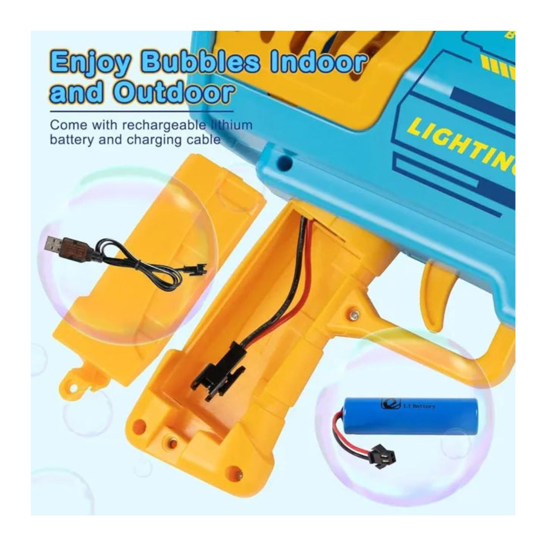 B/O One Key Bubble Gun With Light (69 Holes)