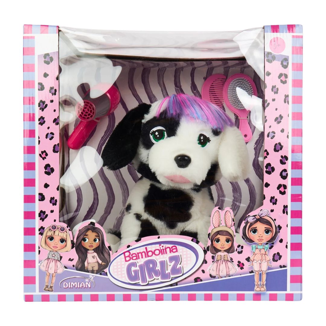 Bambolina Talking 30 cm Plush Dalmatians with Beauty Hair, Brush, Dryer and Hair Extension