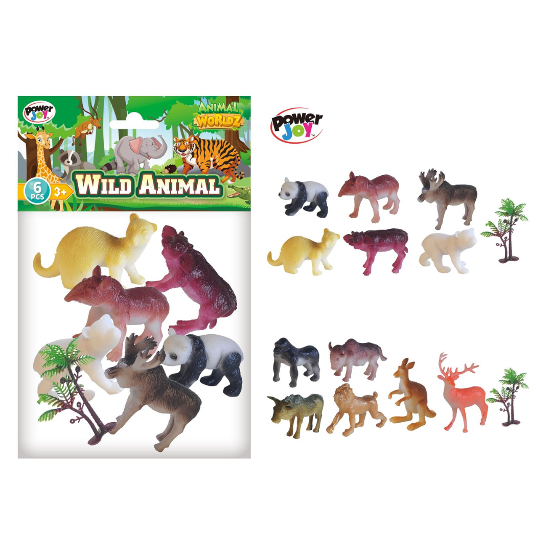 P.Joy Animal Worldz Safari Animals 4" 6pcs