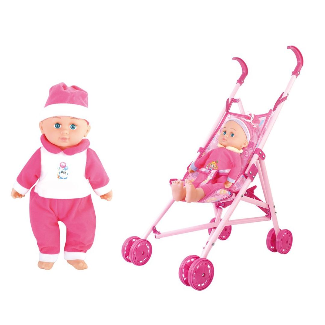 P.Joy Baby Cayla Trolley W/Doll 40cm Set