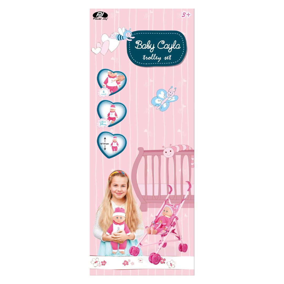 P.Joy Baby Cayla Trolley W/Doll 40cm Set