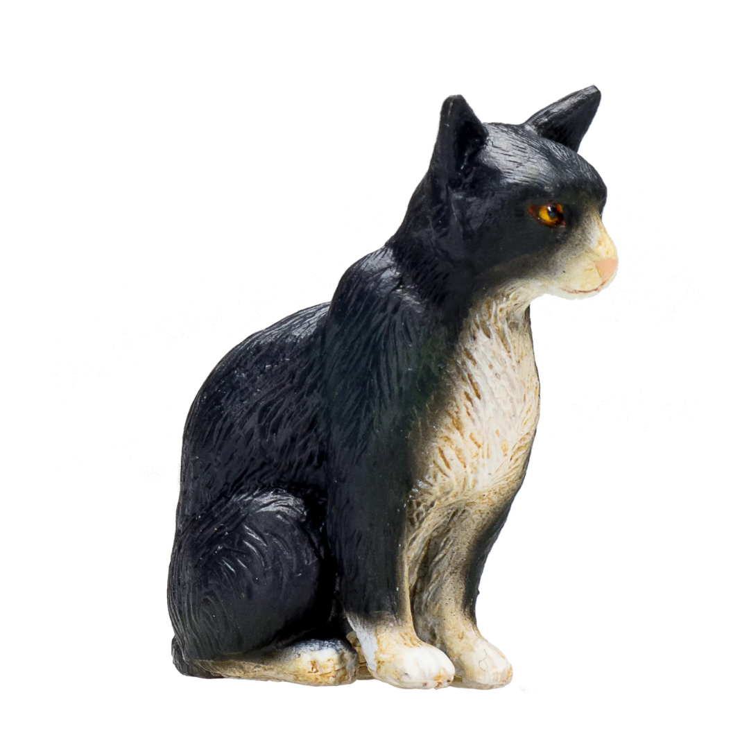 Mojo Cat Sitting Black and White-S