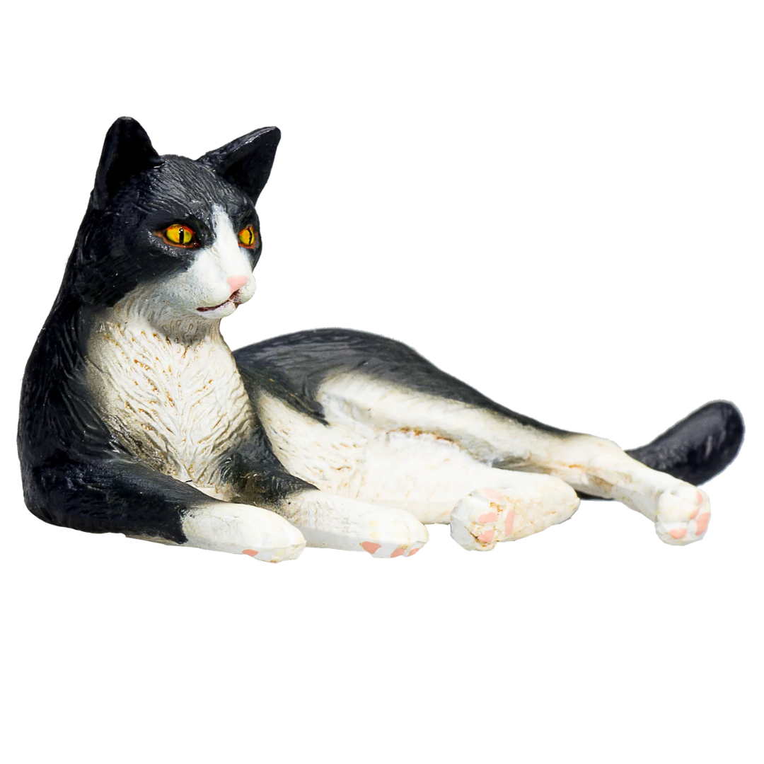 Mojo Cat Lying Black and White-S