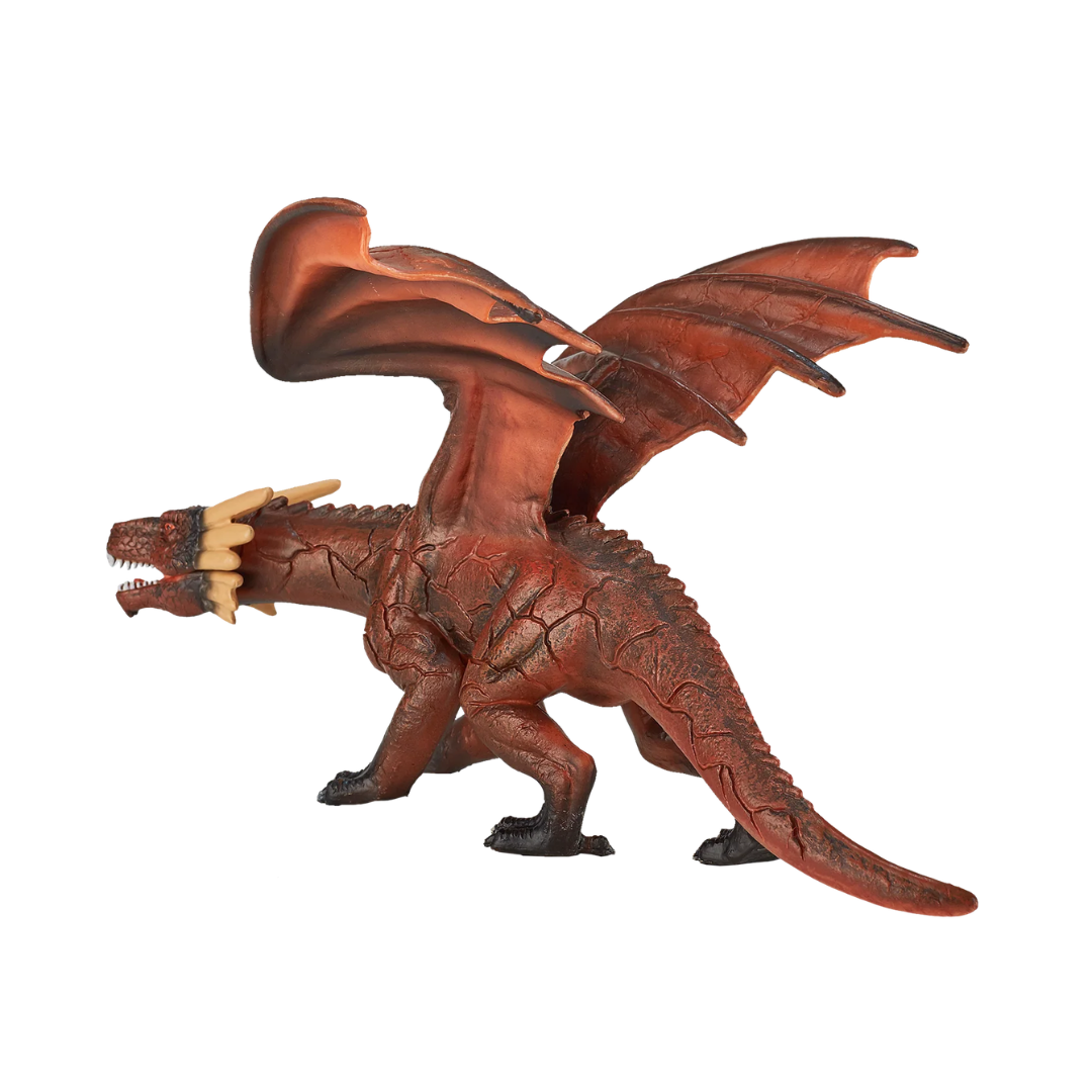 Mojo Fire Dragon Toy Figure with Moving Jaw - Realistic Red Dragon Mythical Creature Action Figure for Kids and Collectors