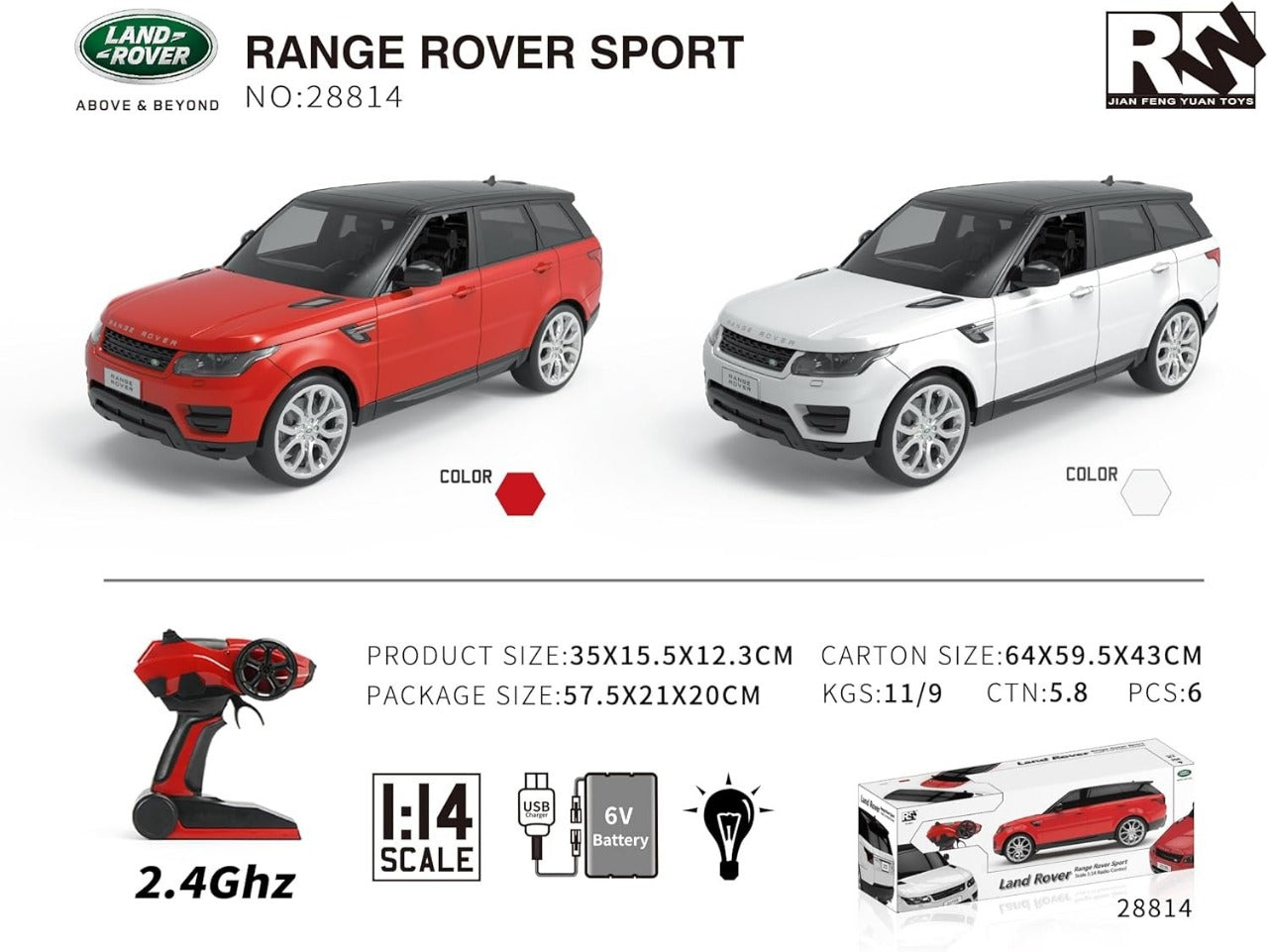 1:14 Rangerover Sport 2.4G remote control car