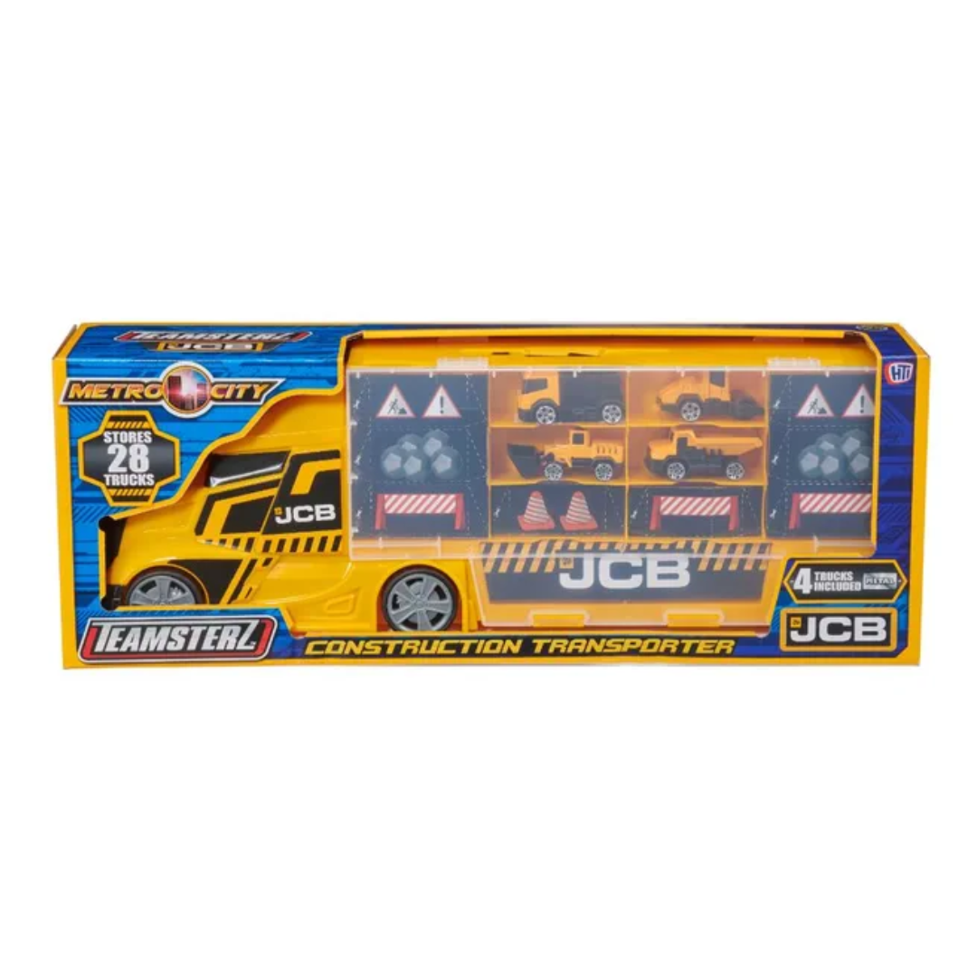TZ JCB Medium Construction Transporter With 4 X Die-Cast Trucks